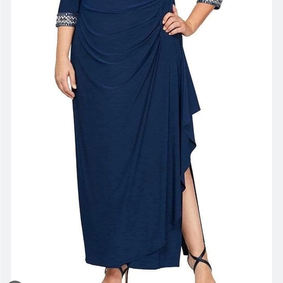 ALEX Evenings Jeweled Cuff Column Formal Gown - Picture 14 of 15